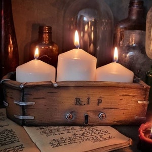 COFFIN POT - Kerzenhalter Pflanzen, gruseliger Wohn Dekor, Halloween Dekoration, gruselig, makaber, Halloween Dekoration, Kerzenhalter, Pflanzentopf