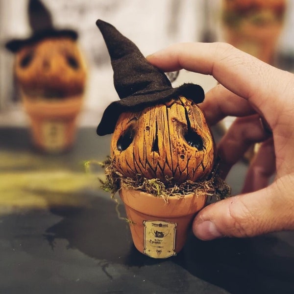 PUMPKIN POT - calabaza artdoll - adorno de halloween raccapricciante arancione darknes pot deco figura spettrale, núcleo de bruja, núcleo de octubre