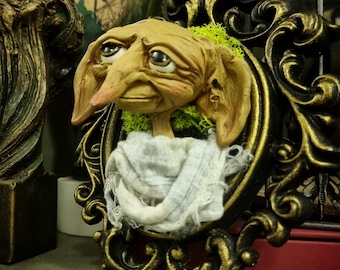 DOBBY FRAME - elfo doméstico, muñeca artística, magia, fantasía, creación, regalo de Navidad, juguete, mago, pociones, cuento de hadas, personaje dobby