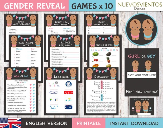 African american gender reveal games + Answer keys. Printable, instant download. Il_570xn