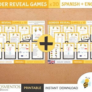Bilingual Bee Gender Reveal Games: English & Spanish (Digital Download)