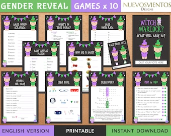 Witch or Warlock Gender Reveal Games: Halloween Theme (Digital Download)
