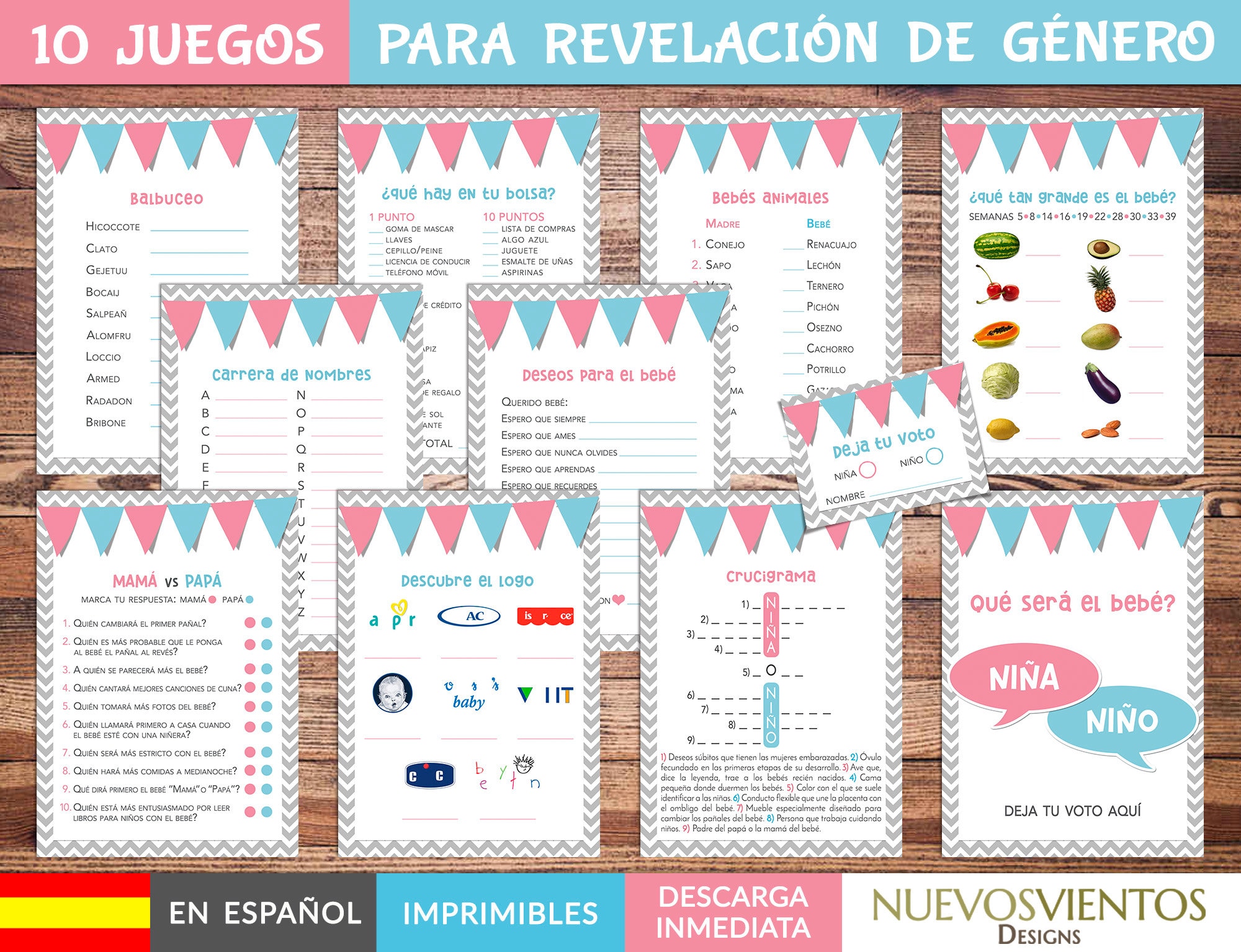 Kit de Voto de Revelación de Género 57 Pcs Revelación Sexo Bebe Incluye  Pegatinas de Género 36 Pcs Pulseras Revelación de Genéro 20 Pcs Póster 1  Pcs