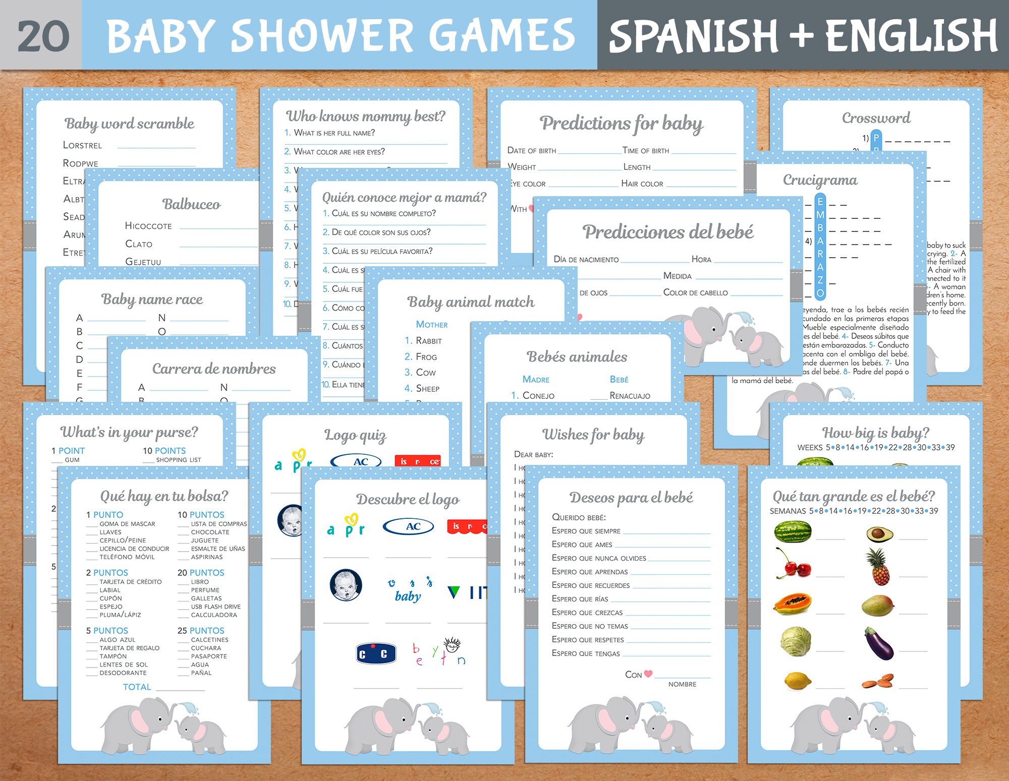 BILINGUAL Baby Shower 10 Elephant Baby Shower Games In Spanish 10 Baby BILINGUAL Baby Shower 10 Elephant Baby Shower Games In Spanish 10 Baby