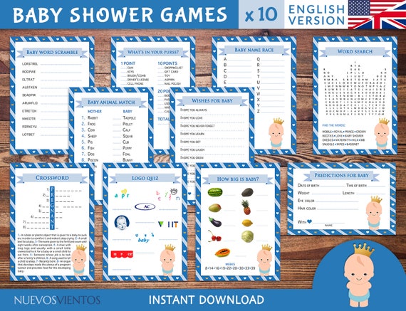Royal prince baby shower game pack printable, Instant download. Il_570xn