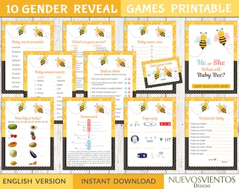 What Will It Bee Gender Reveal Games: 10 Printable Party Activities (PDF Download)