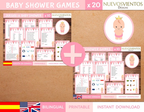 bilingual baby shower games princess theme spanish and english baby shower games printable instant download by nuevos vientos designs catch my party