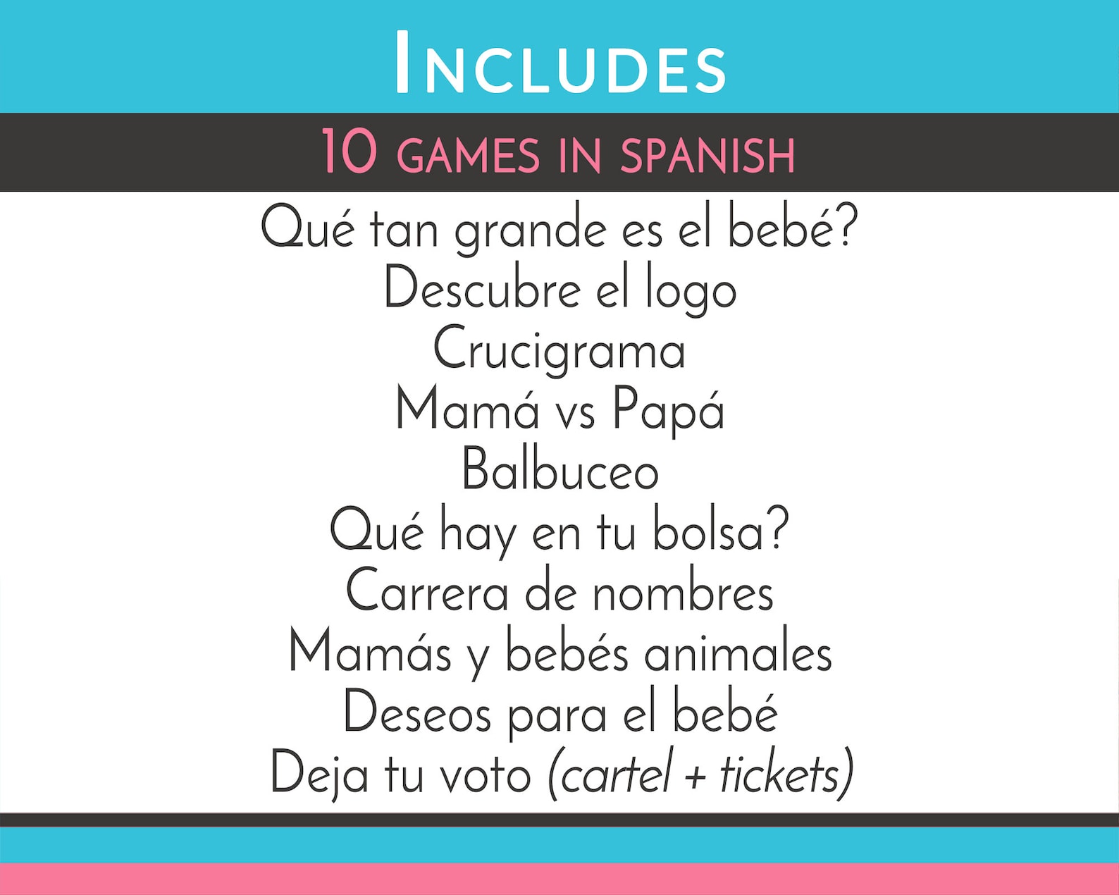 SPANISH gender reveal games printable Boy or girl party Etsy