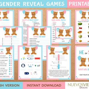 Teddy Bear Gender Reveal Games: Printable Bundle (Instant Download)