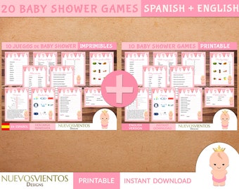 Princess Baby Shower Games: Bilingual Bundle (Digital Download)