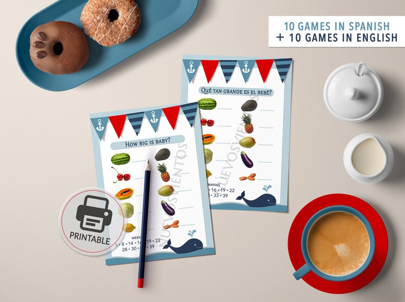 Ahoy it's a boy baby shower BILINGUAL printable. Etsy