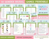 Goals or Bows gender reveal games printable - Soccer gender reveal bundle instant download