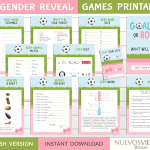 Juegos de revelación de género de Goals o Bows imprimibles, descarga instantánea del paquete de revelación de género de fútbol imagen 1