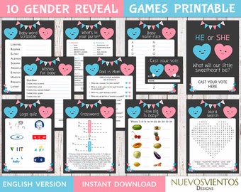 Juegos de revelación de género Sweetheart imprimibles, paquete de revelación de género del día de San Valentín, descarga instantánea.
