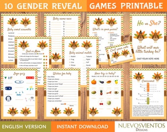 Juegos para revelar el género del pavo: 10 imprimibles para el Día de Acción de Gracias (PDF)