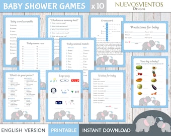 10 juegos de baby shower de elefante para imprimir