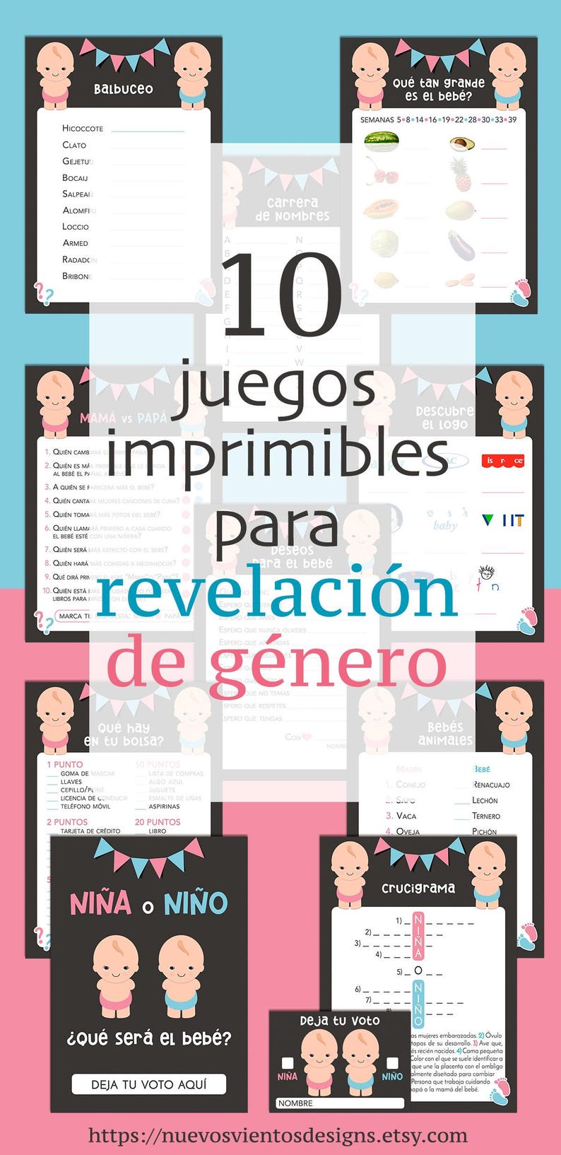 Spanish Baby Gender Reveal Games: 10 Printable Party Activities (Digital Download) image 6