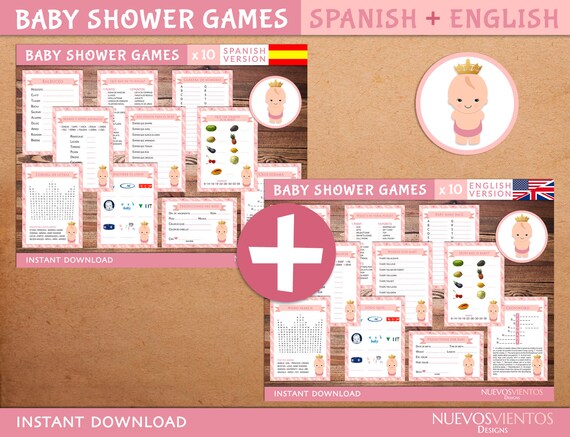Bilingual Baby Shower Princess Printable Games In Spanish And Bilingual Baby Shower Princess Printable Games In Spanish And