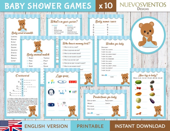 30 EDITABLE Baby Shower Games - Bearly Wait Baby Shower Collection