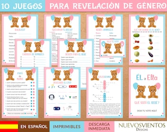 Spanish Teddy Bear Gender Reveal Games: 10 Printable Games (Instant Download)