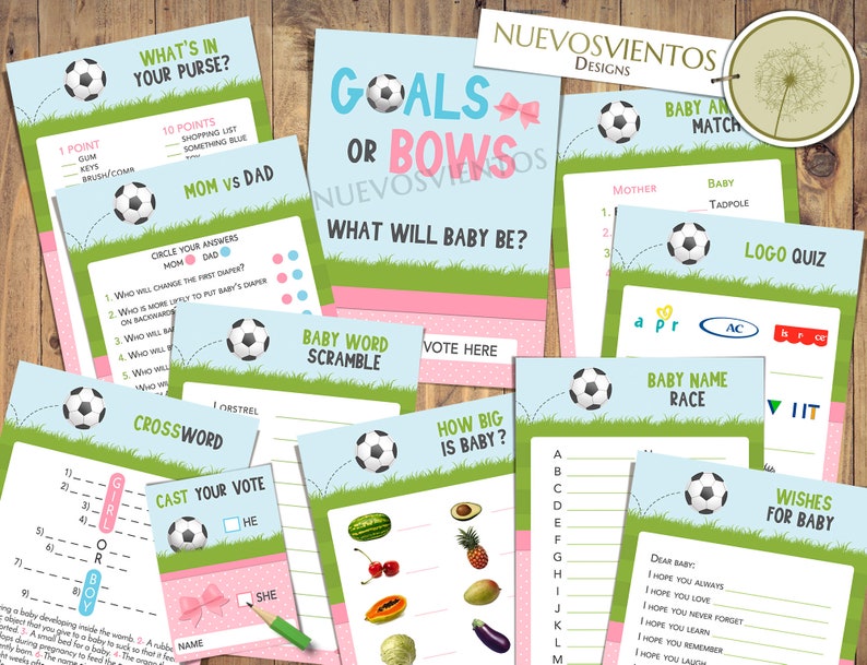 Juegos de revelación de género de Goals o Bows imprimibles, descarga instantánea del paquete de revelación de género de fútbol imagen 3