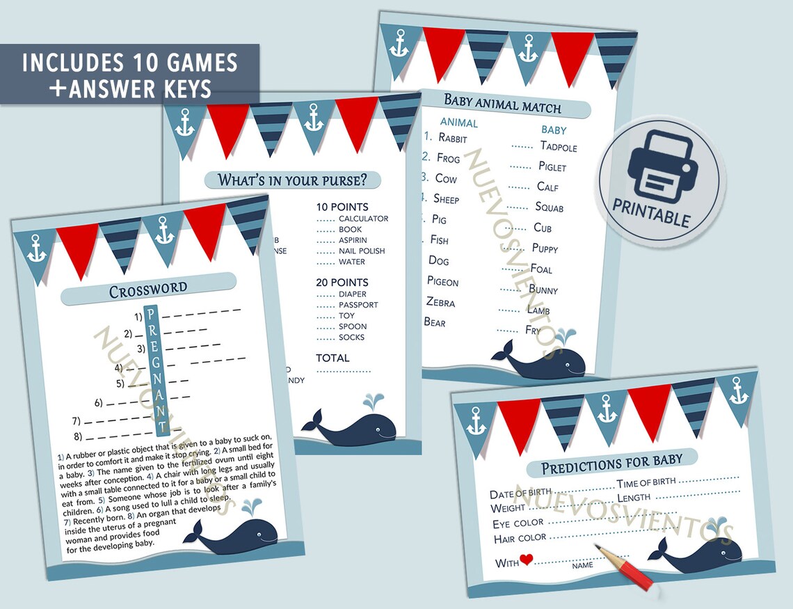 Ahoy its a boy baby shower games printable. Etsy