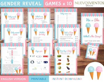 Ice Cream Gender Reveal Games: 10 Printable Activities (Digital Download)