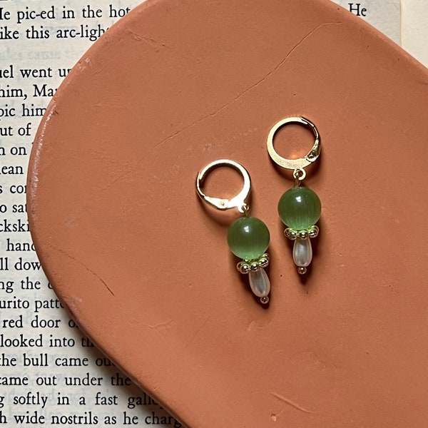 Jadeite Earrings | Gold Earrings | Huggie Hoops