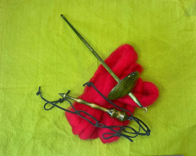 Drop Spindle and Wrist Distaff Set Etsy