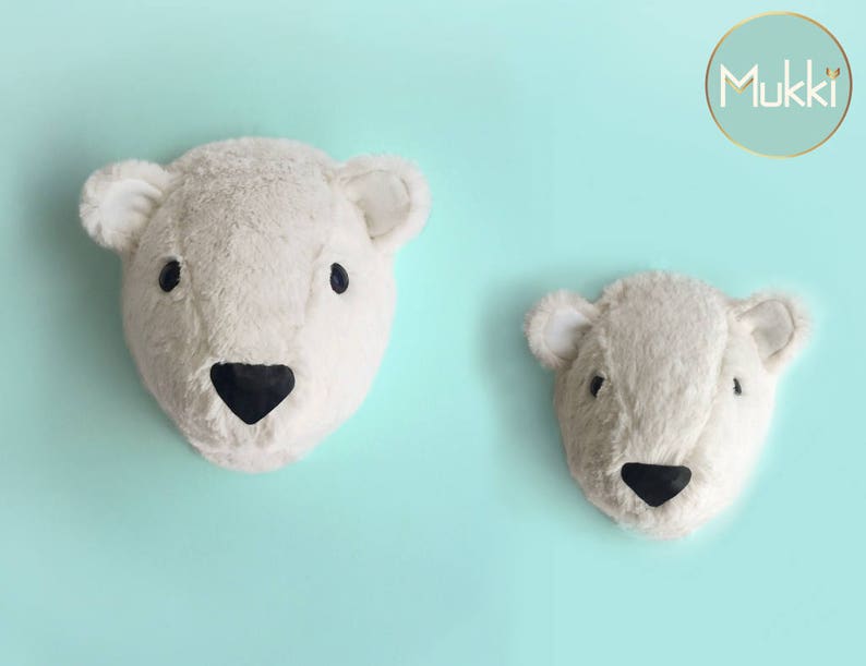 polar bear head nursery decor Polar bear head faux taxidermy kid room faux taxidermy bear head baby shower nursery wall decor