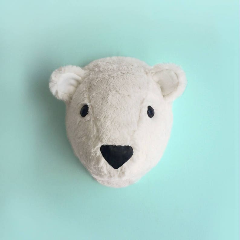 polar bear head nursery decor Polar bear head faux taxidermy kid room faux taxidermy bear head baby shower nursery wall decor