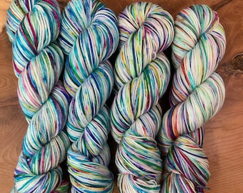 Wildflowers Spring and Summer 100g Hand Dyed High Twist Sock Yarn or DK Pure Merino