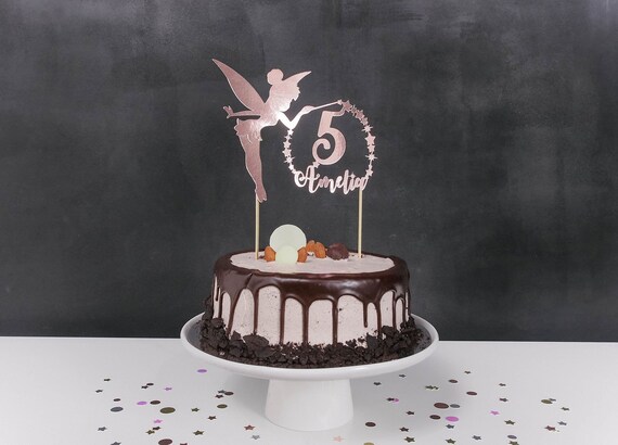 Custom Tinkerbell Kids Birthday Cake Topper With Name Age Etsy
