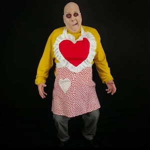Uncle Fester inspired Addams Family Values kitch heart apron Halloween