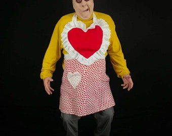 Uncle Fester inspired Addams Family Values kitch heart apron Halloween