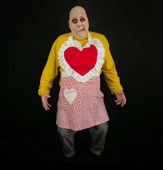 Uncle Fester Inspired Addams Family Values Kitch Heart Apron Halloween 