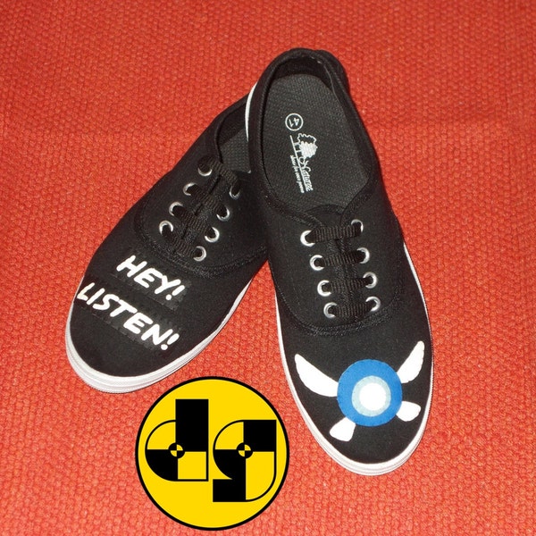 Navi "Hey Listen!" (Legend of Zelda) Nerdy Black unisex gamer shoes for men and women