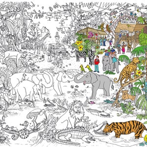 Giant Colouring Poster - Jungle Safari 100 x 70cm