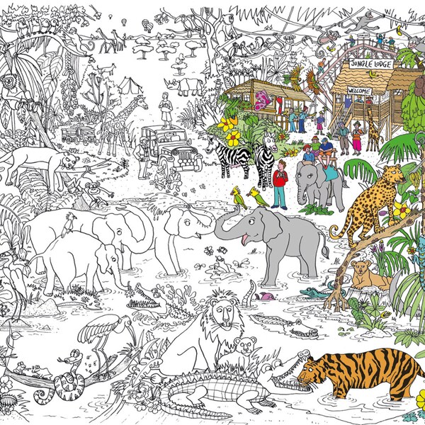 Affiche de coloration géante - Jungle Safari 100 x 70cm