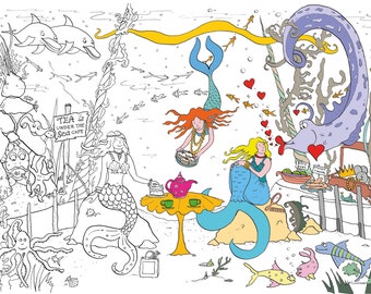 Giant Coloring-in Poster - Mermaid Sea Adventure 100 x 70cm