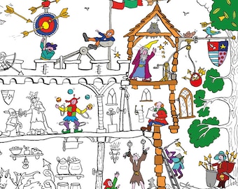 Giant Colouring Poster - Medieval Castle 100 x 70cm
