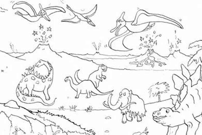 Giant Colouring Poster Dinosaur Cavemen 100 x 70cm image 6