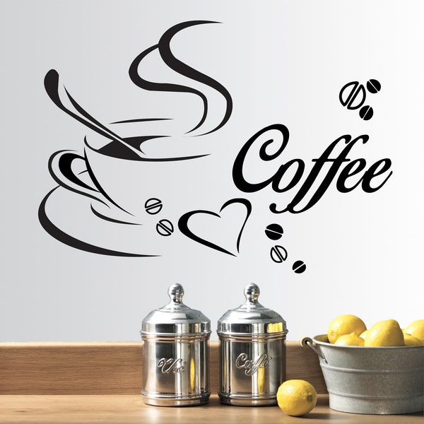 Vinyl Coffee, Tea, Chocolate Cup Kitchen Wall Art Sticker Graphic 3 Designs