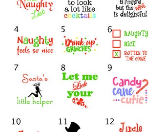 Naughty Nice Christmas Glass Decals Stickers Vinyl Noel Choice of 24 Designs