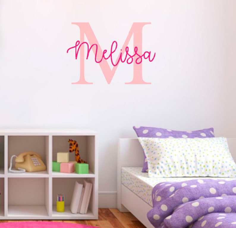 Personalised Name Nursery Wall Decal Kids Baby Boy Girl Art Bedroom Wall Sticker please read description for sizes image 1