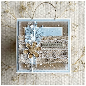 PERSONALISED Baby Boy Card Handmade 3D Card with Hessian Flower Newborn Baby Boy Card Celebrate Card Rustic Card Boho Gift Congratulations