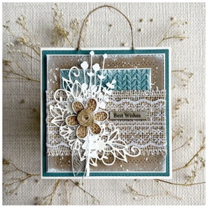 PERSONALISED Merry Christmas Handmade 3D Card with Jute Flower Winter Season Greetings Card Rustic Cozy Card Ho Ho Ho Card Gift Card