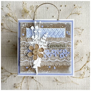 PERSONALISED Elegant Handcrafted 3D Card with Hessian Flower Thank You Card Grateful Card Rustic Card Boho Gift Card Gratitude Card