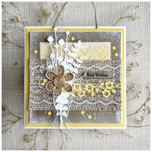 PERSONALISED Luxury Handmade 3D Card with Burlap Flower Wedding Day Card Celebrate Card Gift Rustic Card Boho Card Gift Congratulations Card