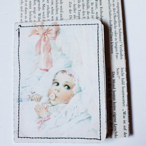 Karte Grußkarte vintage mit Kuvert | Baby Geburt Mädchen | handgemacht upcycled